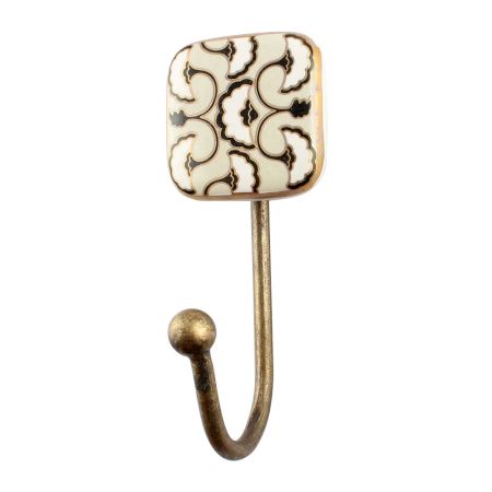 Black Sea Shell Square Ceramic Wall Hook